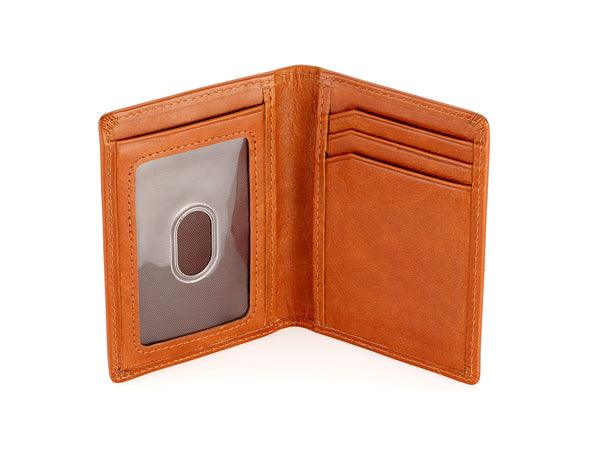 Front Pocket Slim Bifold Wallet for Men Bootlegger Brown