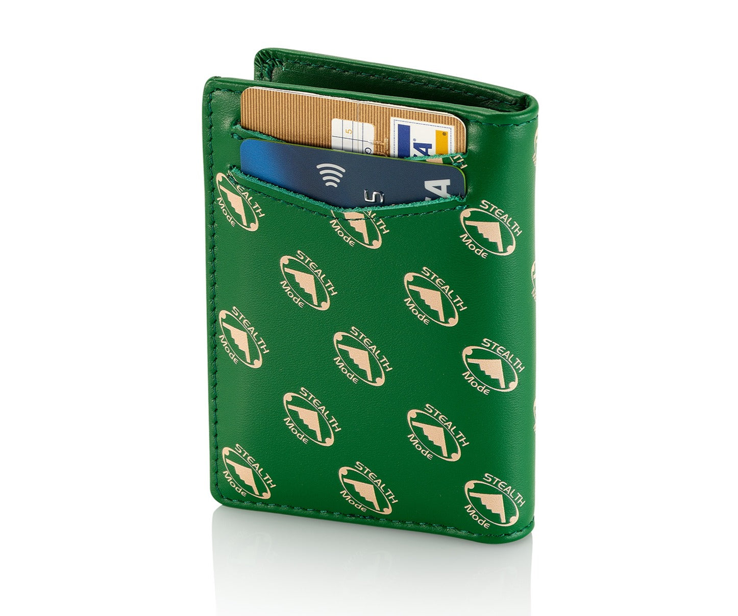 Men's Slim Front Pocket Wallet - RFID Blocking, Thin Minimalist Bifold Design (Green and White)