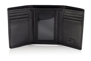 Stealth Mode Men's Leather Trifold Wallet with Airtag Holder and RFID  Blocking (Coffee)