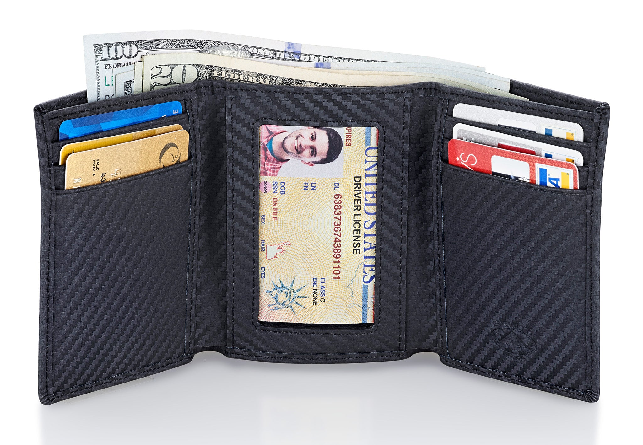  PIRNA RFID Wallet for Men, Slim Bi-Fold Carbon Credit