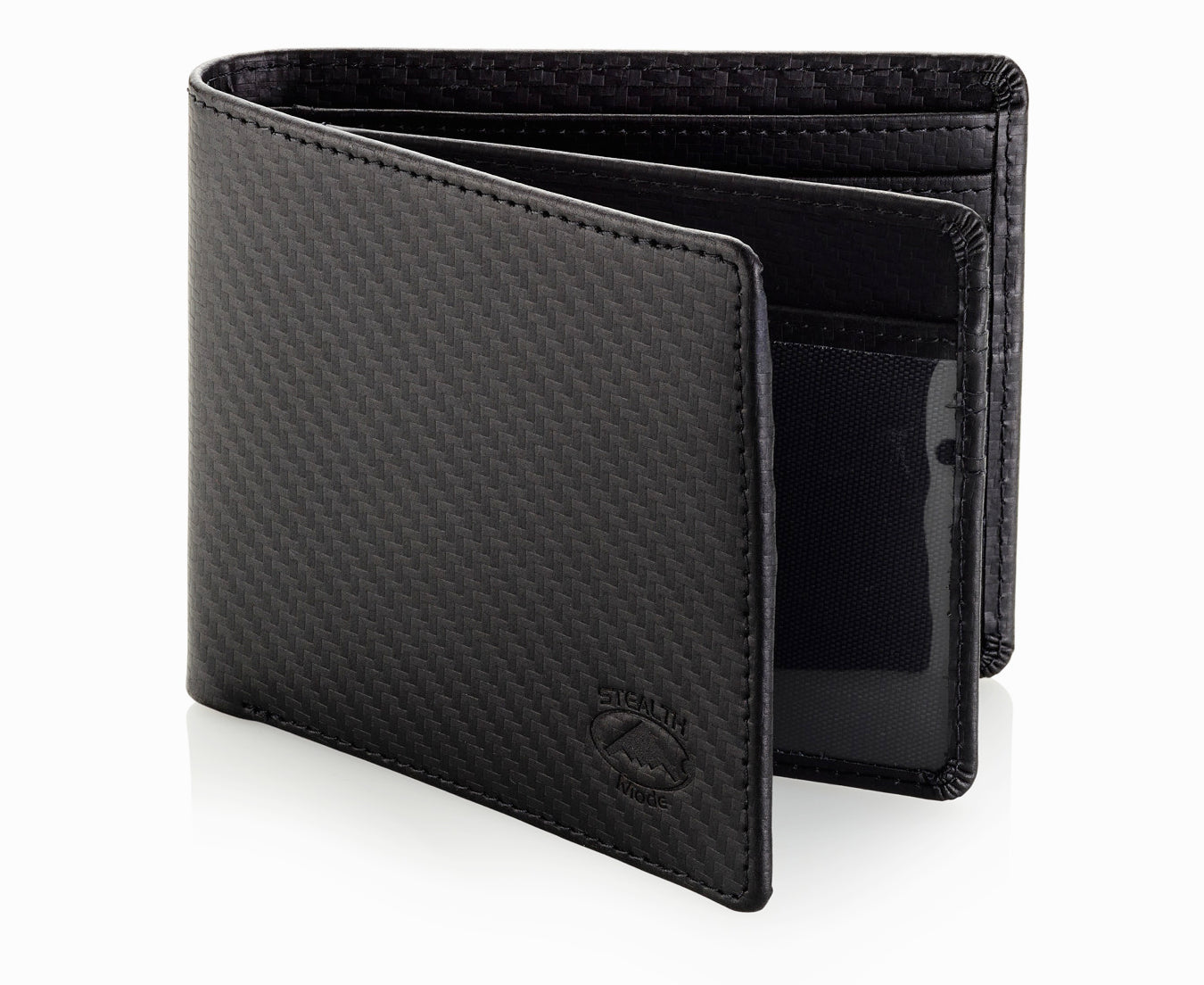 Rfid Blocking Cowhide Leather Bifold Wallet For Men With 2 Id Windows Black  Carbon Fiber - Temu